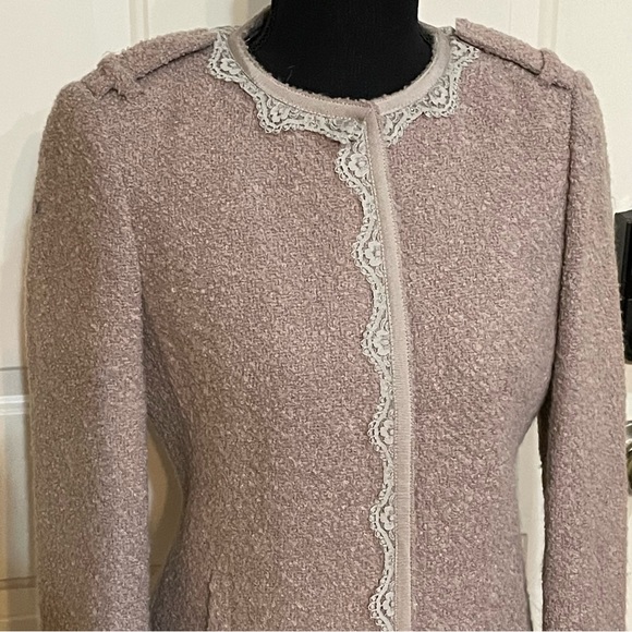 Banana Republic Lace Trim Mauve Wool Blend Blazer Jacket Women's Sz 2 - Picture 9 of 13